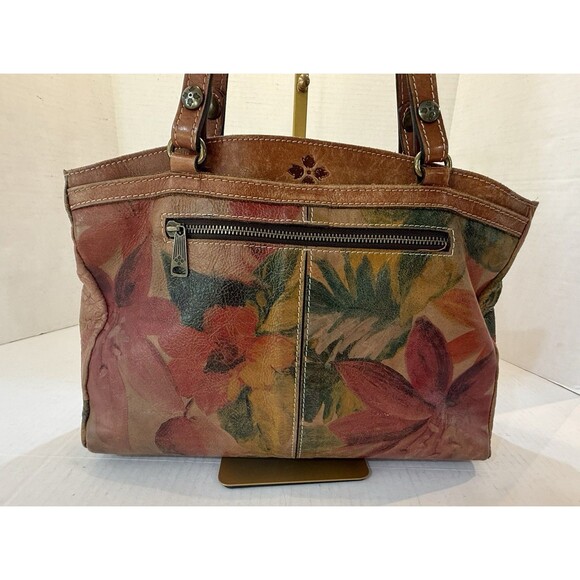 Patricia Nash Reinzo Hand Painted Floral Dual Handle Shoulder Bag Italian Leathe - Picture 2 of 16